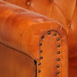 Fauteuil Chesterfield Brun roux Cuir véritable