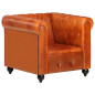 Fauteuil Chesterfield Brun roux Cuir véritable