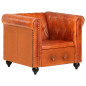 Fauteuil Chesterfield Brun roux Cuir véritable