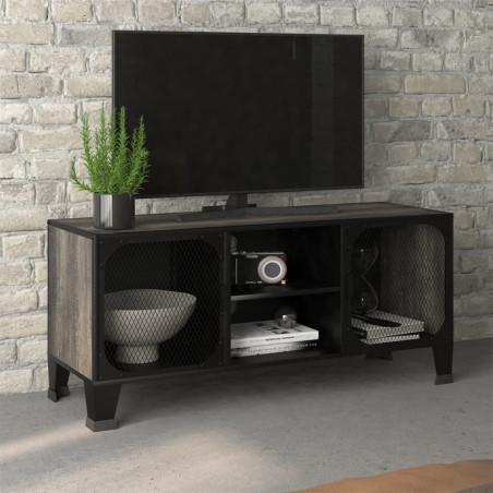 Meuble TV Gris 105x36x47 cm Métal et MDF