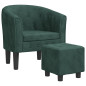 Fauteuil avec repose-pied vert foncé velours