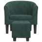 Fauteuil avec repose-pied vert foncé velours