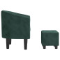 Fauteuil avec repose-pied vert foncé velours