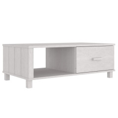 Table basse HAMAR Blanc 100x55x35 cm Bois massif de pin