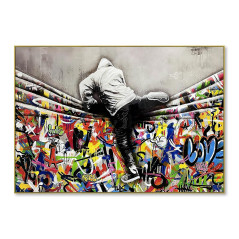 Toile Street Art "Le Saut du Mur" - 80x120 cm