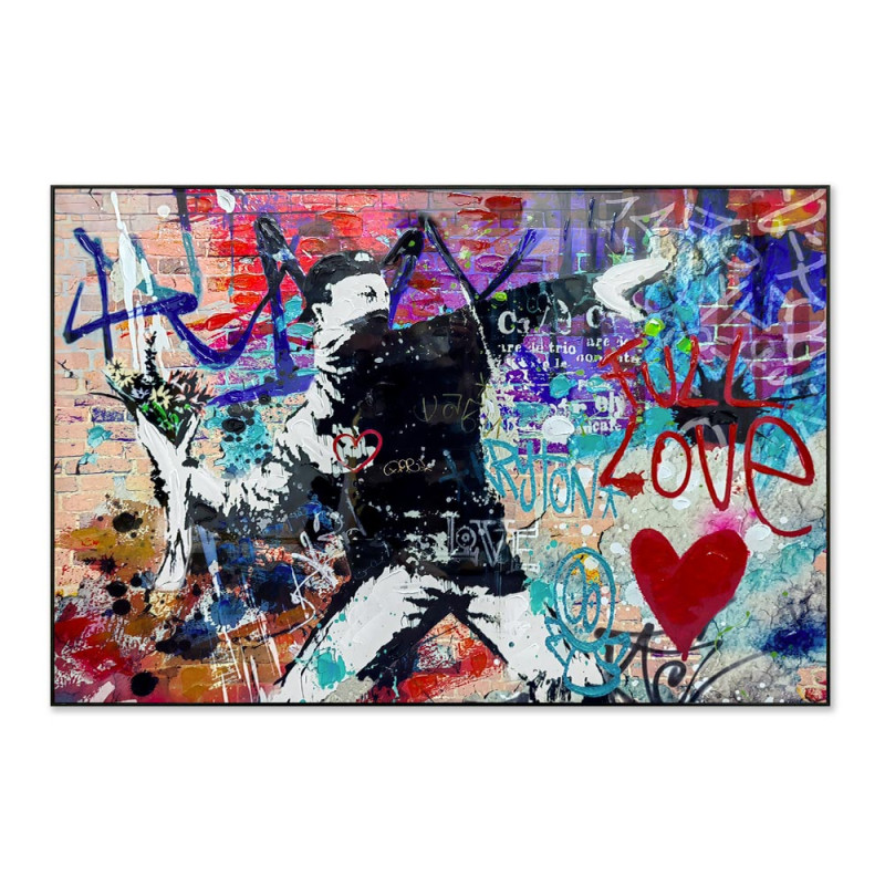 Toile Street Art "Lanceur de Fleurs" - 80x120 cm