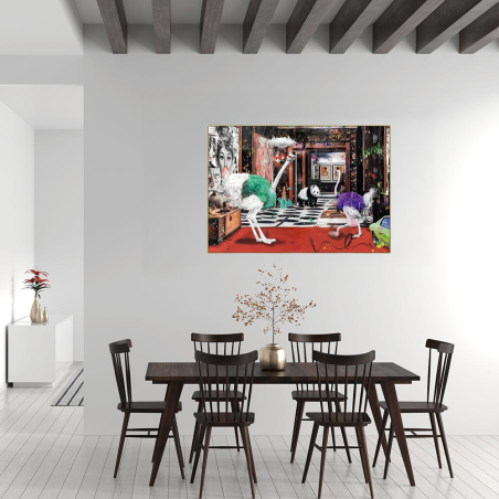 Toile Street Art "Rencontre Inattendue au Salon" - 80x120 cm