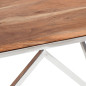 Table basse argenté acier inoxydable et bois massif d'acacia