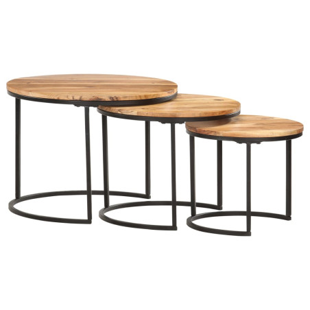 Tables gigognes 3 pcs Bois d'acacia massif