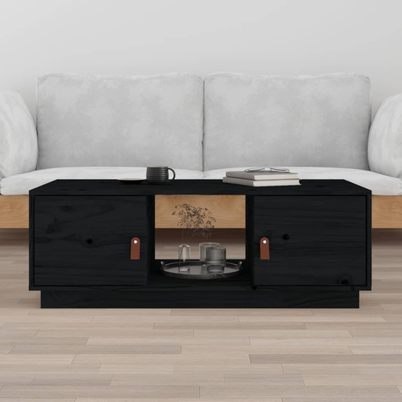 Table basse Noir 100x50x35 cm Bois massif de pin