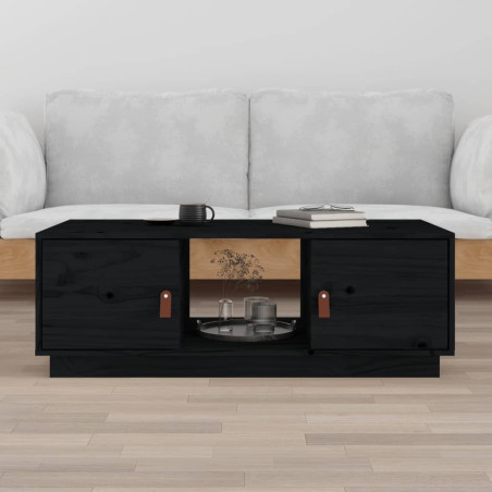 Table basse Noir 100x50x35 cm Bois massif de pin