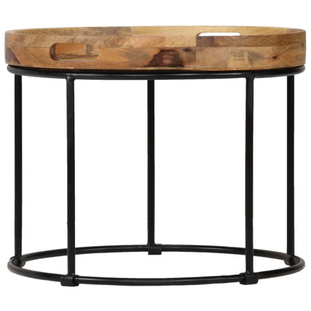 Table basse Bois de manguier massif et acier 50 x 40 cm