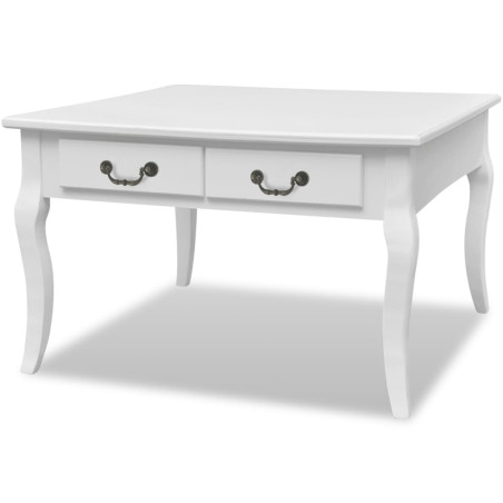 Table basse avec 4 tiroirs Blanc