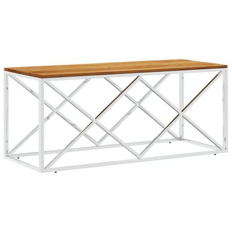 Table basse acier inoxydable et bois massif d'acacia