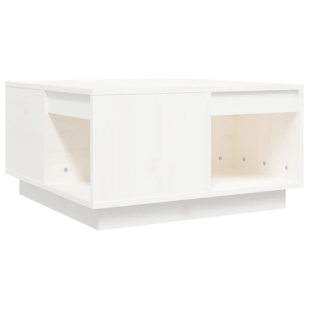 Table basse Blanc 60x61x32,5 cm Bois massif de pin