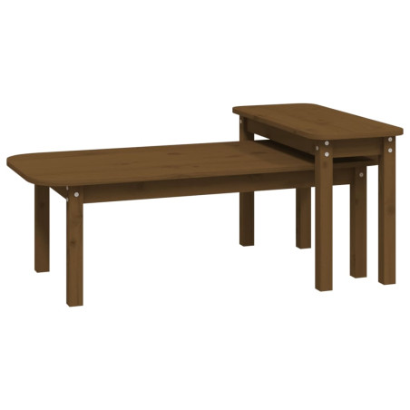 Ensemble 2 tables basses - Bois de pin massif - Marron