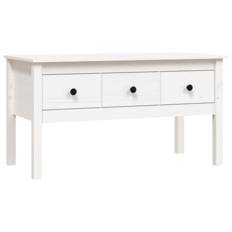 Table basse Blanc 102x49x55 cm Bois massif de pin