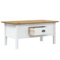 Table basse BODO blanc et marron 100x55x45cm bois de pin massif