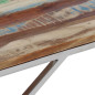 Table basse argenté inox et bois de récupération massif