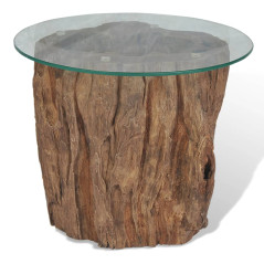 Table basse Teck Verre 50 x 40 cm