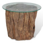 Table basse Teck Verre 50 x 40 cm