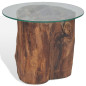 Table basse Teck Verre 50 x 40 cm