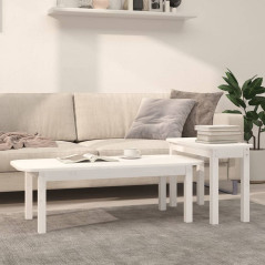 Ensemble 2 tables basses - Bois de pin massif - Blanc