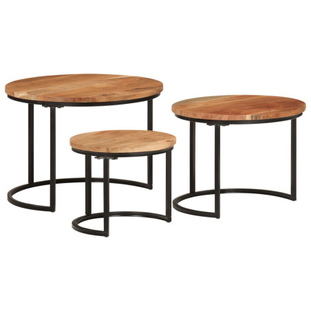 Tables gigognes 3 pcs bois massif d'acacia