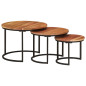 Tables gigognes 3 pcs bois massif d'acacia