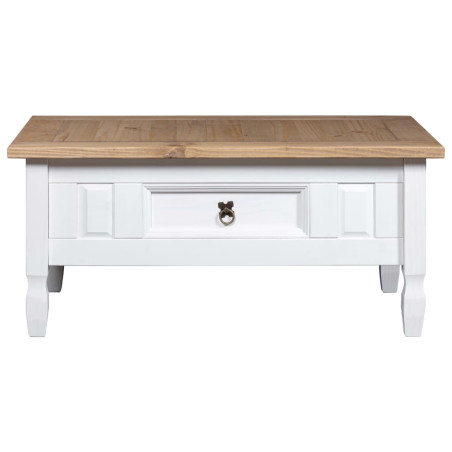 Table basse Pin mexicain Gamme Corona Blanc 100x55x45 cm