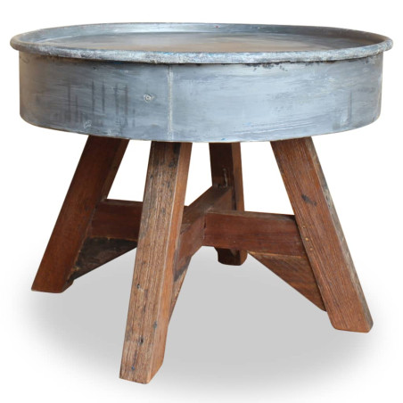 Table basse Bois de récupération massif 60 x 45 cm Argenté