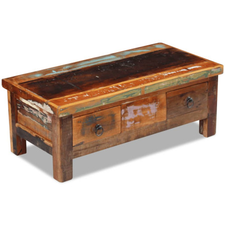 Table basse à tiroirs 90 x 45 x 35 cm Bois de récupération