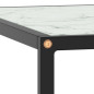 Table basse Noir avec verre marbre blanc 60x60x35 cm