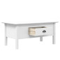 Table basse BODO blanc 100x55x45 cm bois de pin massif