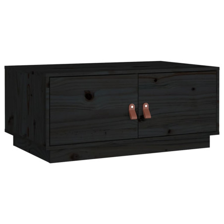 Table basse Noir 80x50x35 cm Bois massif de pin