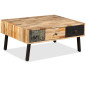 Table basse Teck de récupération massif 90 x 65 x 40 cm