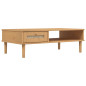 Table basse SENJA aspect rotin marron 100x55x33 cm bois massif