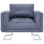 Fauteuil cube Gris Similicuir daim