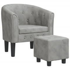 Fauteuil cabriolet avec repose-pied gris clair velours