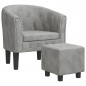 Fauteuil cabriolet avec repose-pied gris clair velours