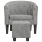 Fauteuil cabriolet avec repose-pied gris clair velours