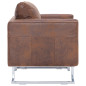 Fauteuil cube Marron Similicuir daim