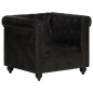 Fauteuil Chesterfield Noir Cuir véritable