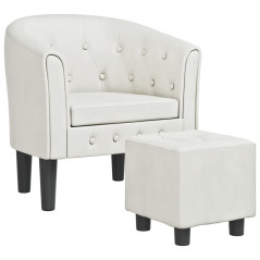 Fauteuil cabriolet avec repose-pied blanc similicuir