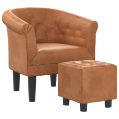 Fauteuil cabriolet avec repose-pied marron similicuir