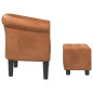 Fauteuil cabriolet avec repose-pied marron similicuir