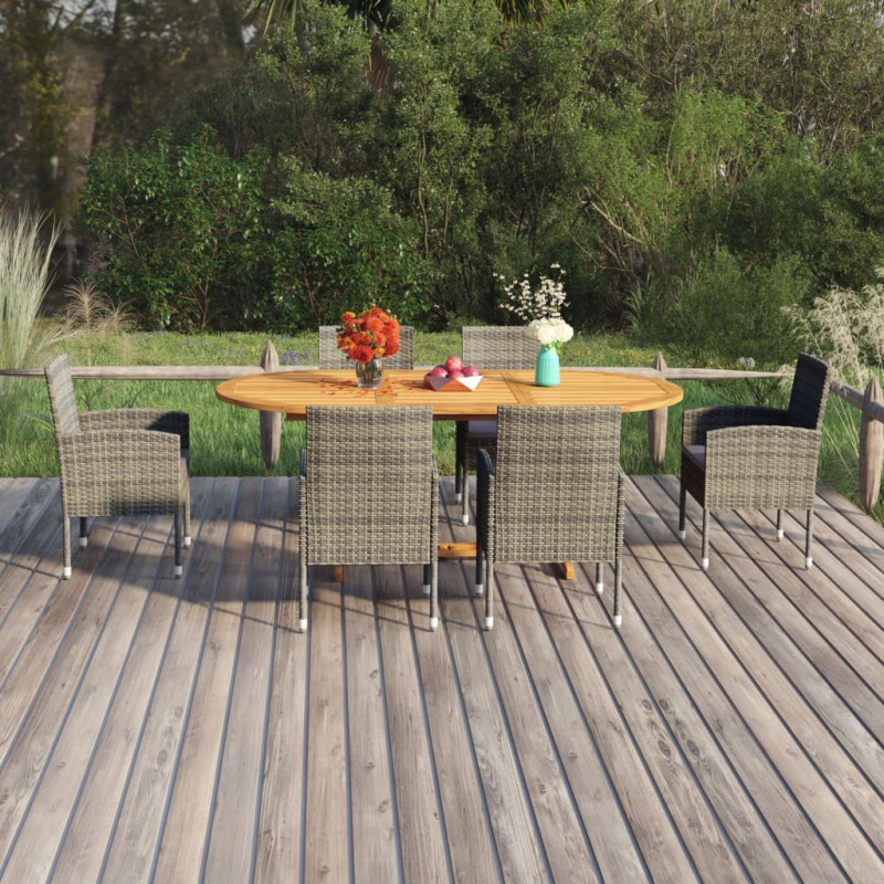 Ensemble à dîner de jardin 7 pcs Résine tressée Anthracite